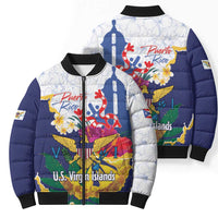 US Virgin Islands - Puerto Rico Day Bomber Puffer Jacket Boricua Coqui Yellow-colored Eagle - Wonder Print Shop