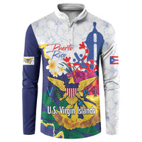 US Virgin Islands - Puerto Rico Day Button Sweatshirt Boricua Coqui Yellow-colored Eagle - Wonder Print Shop