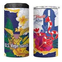 US Virgin Islands - Puerto Rico Day 4 in 1 Can Cooler Tumbler Boricua Coqui Yellow-colored Eagle - Wonder Print Shop