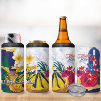 US Virgin Islands - Puerto Rico Day 4 in 1 Can Cooler Tumbler Boricua Coqui Yellow-colored Eagle - Wonder Print Shop