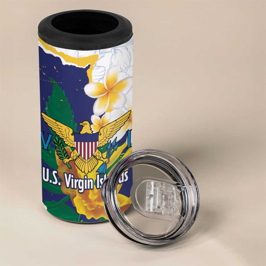 US Virgin Islands - Puerto Rico Day 4 in 1 Can Cooler Tumbler Boricua Coqui Yellow-colored Eagle - Wonder Print Shop