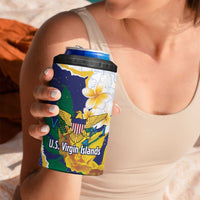 US Virgin Islands - Puerto Rico Day 4 in 1 Can Cooler Tumbler Boricua Coqui Yellow-colored Eagle - Wonder Print Shop