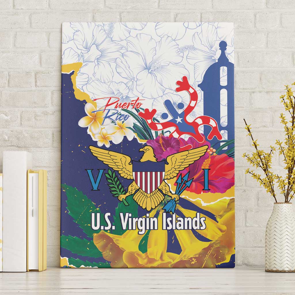 US Virgin Islands - Puerto Rico Day Canvas Wall Art Boricua Coqui Yellow-colored Eagle - Wonder Print Shop