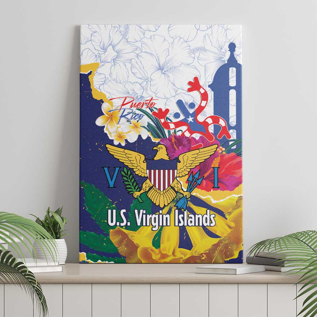 US Virgin Islands - Puerto Rico Day Canvas Wall Art Boricua Coqui Yellow-colored Eagle - Wonder Print Shop