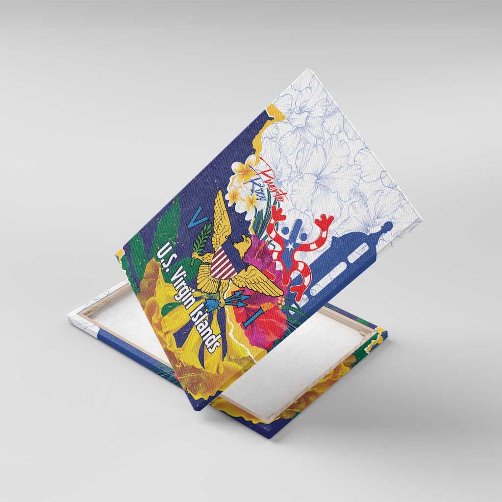 US Virgin Islands - Puerto Rico Day Canvas Wall Art Boricua Coqui Yellow-colored Eagle - Wonder Print Shop