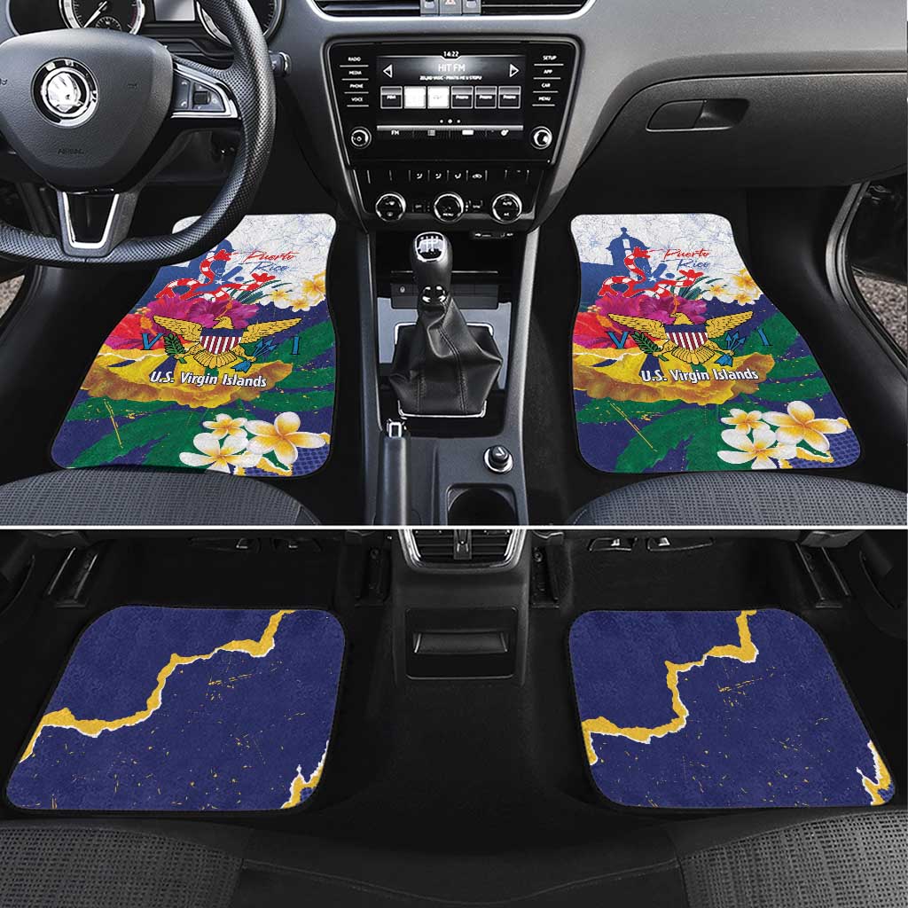 US Virgin Islands - Puerto Rico Day Car Mats Boricua Coqui Yellow-colored Eagle - Wonder Print Shop