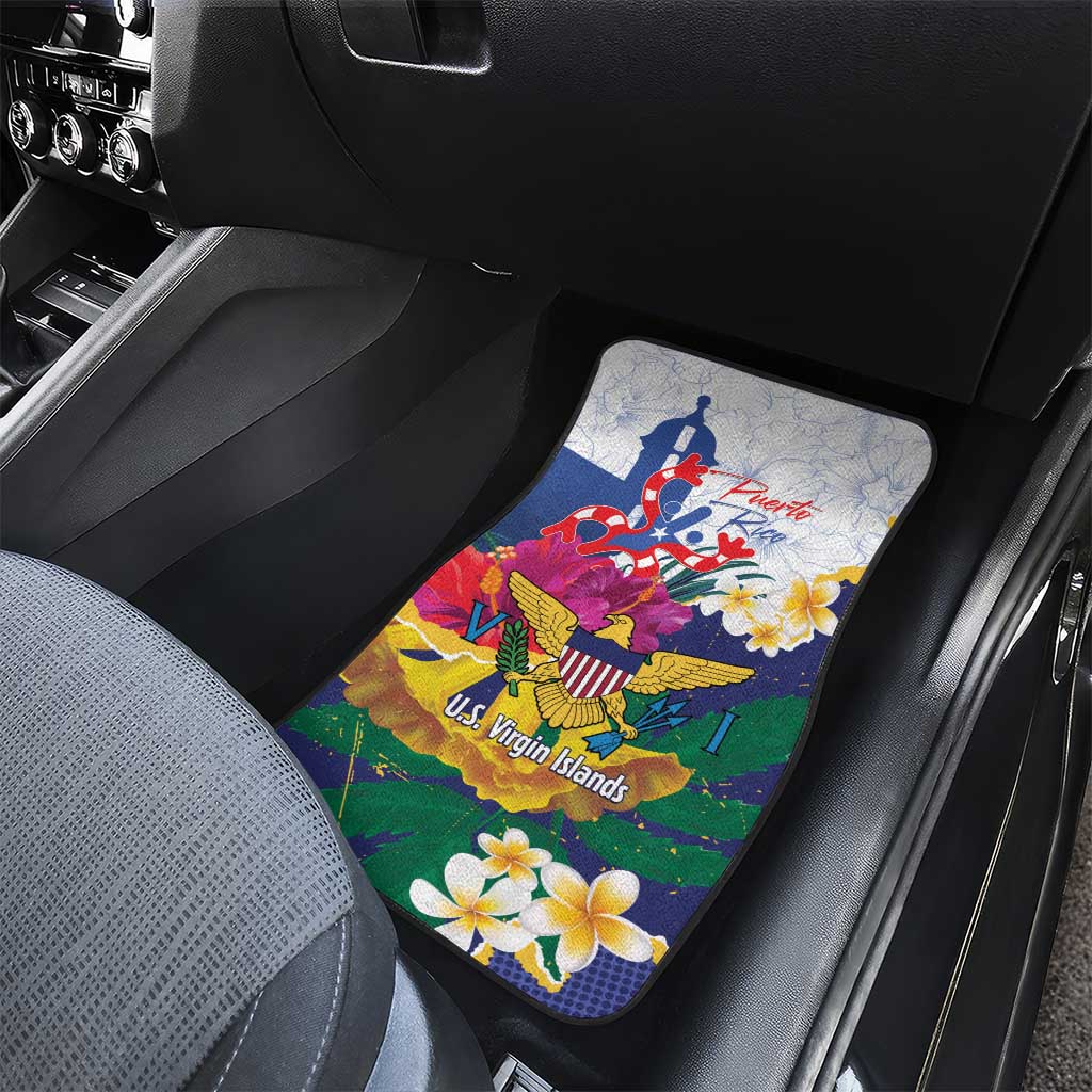 US Virgin Islands - Puerto Rico Day Car Mats Boricua Coqui Yellow-colored Eagle - Wonder Print Shop
