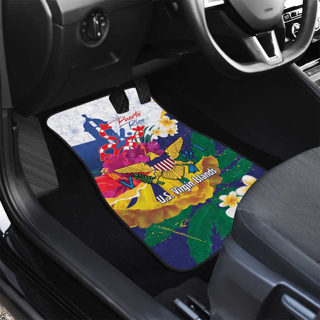 US Virgin Islands - Puerto Rico Day Car Mats Boricua Coqui Yellow-colored Eagle - Wonder Print Shop