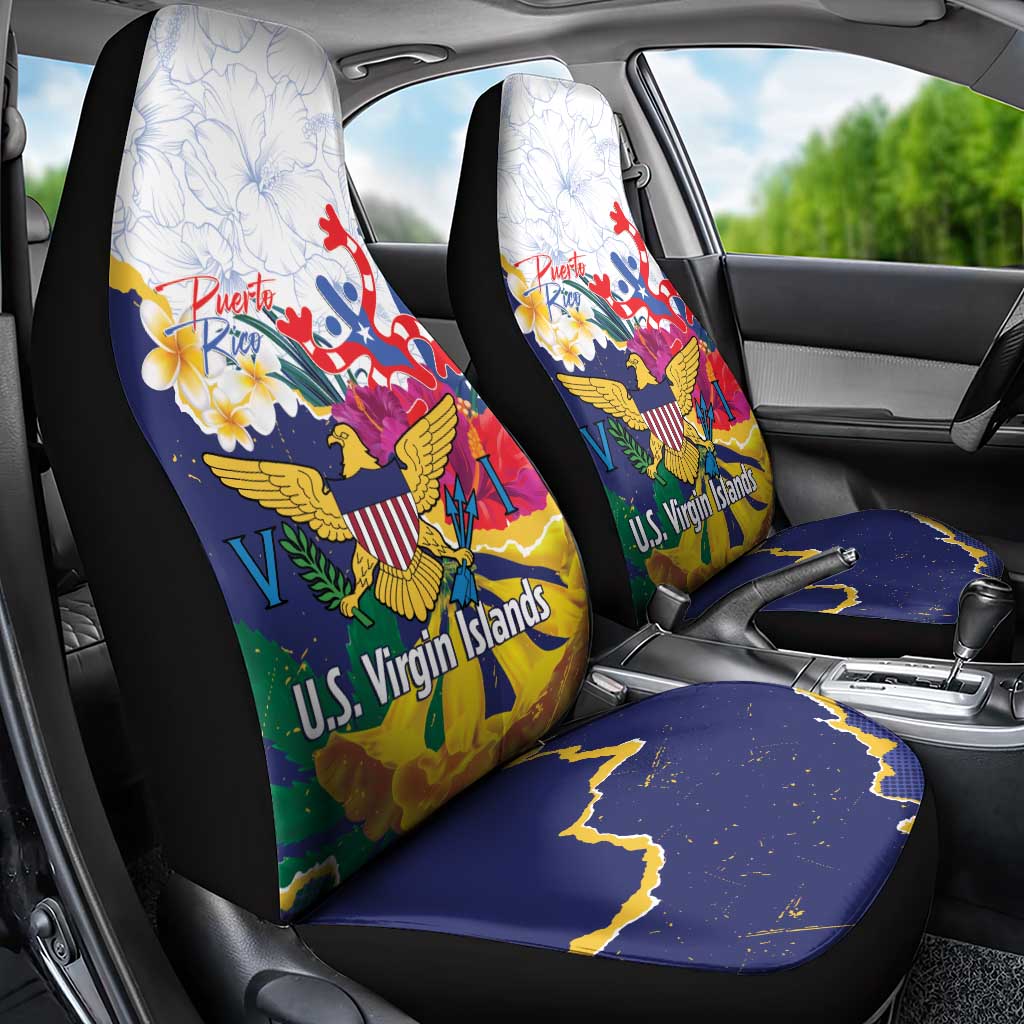 US Virgin Islands - Puerto Rico Day Car Seat Cover Boricua Coqui Yellow-colored Eagle - Wonder Print Shop