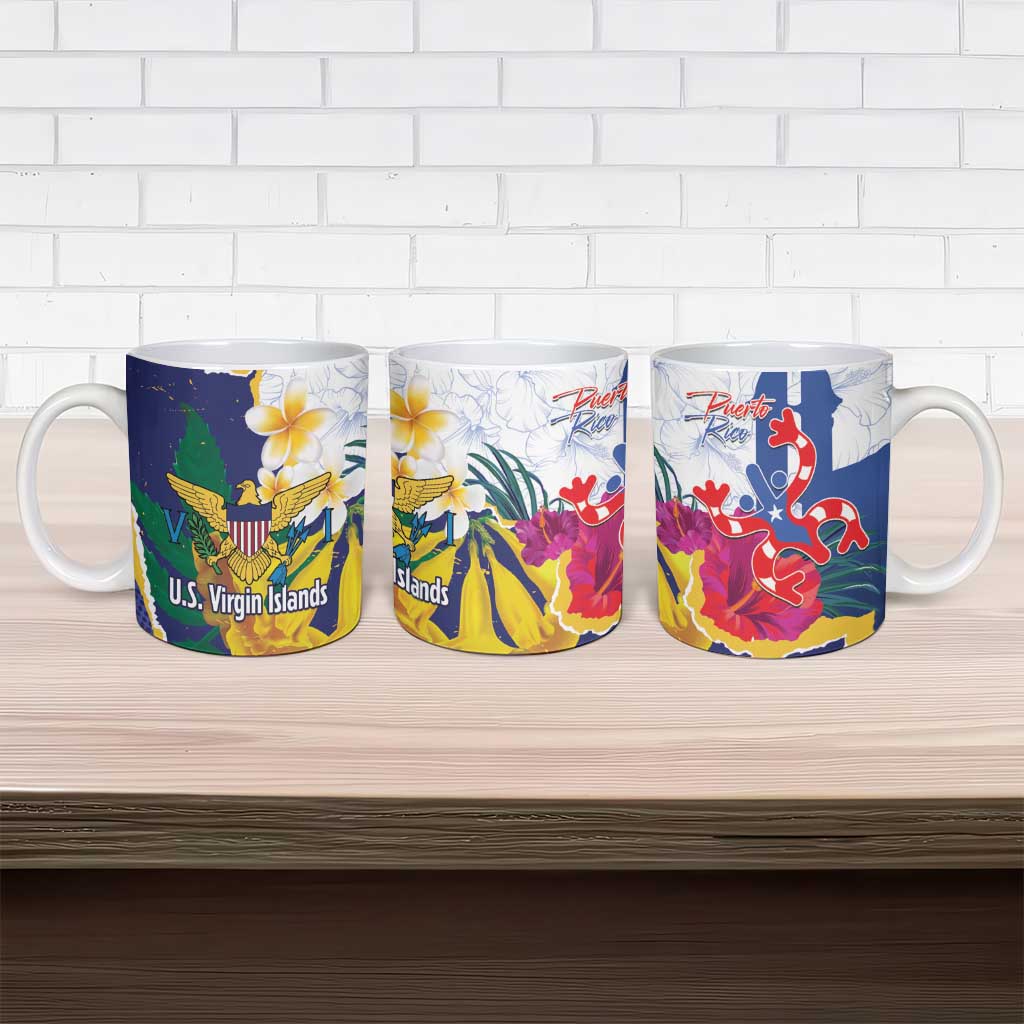 US Virgin Islands - Puerto Rico Day Ceramic Mug Boricua Coqui Yellow-colored Eagle - Wonder Print Shop