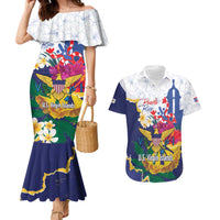 US Virgin Islands - Puerto Rico Day Couples Matching Mermaid Dress and Hawaiian Shirt Boricua Coqui Yellow-colored Eagle - Wonder Print Shop