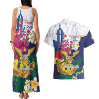 US Virgin Islands - Puerto Rico Day Couples Matching Tank Maxi Dress and Hawaiian Shirt Boricua Coqui Yellow-colored Eagle - Wonder Print Shop