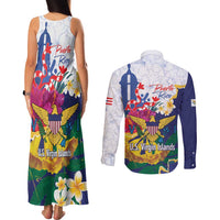 US Virgin Islands - Puerto Rico Day Couples Matching Tank Maxi Dress and Long Sleeve Button Shirt Boricua Coqui Yellow-colored Eagle - Wonder Print Shop