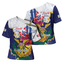 US Virgin Islands - Puerto Rico Day Cross Shoulder Shirt Boricua Coqui Yellow-colored Eagle - Wonder Print Shop