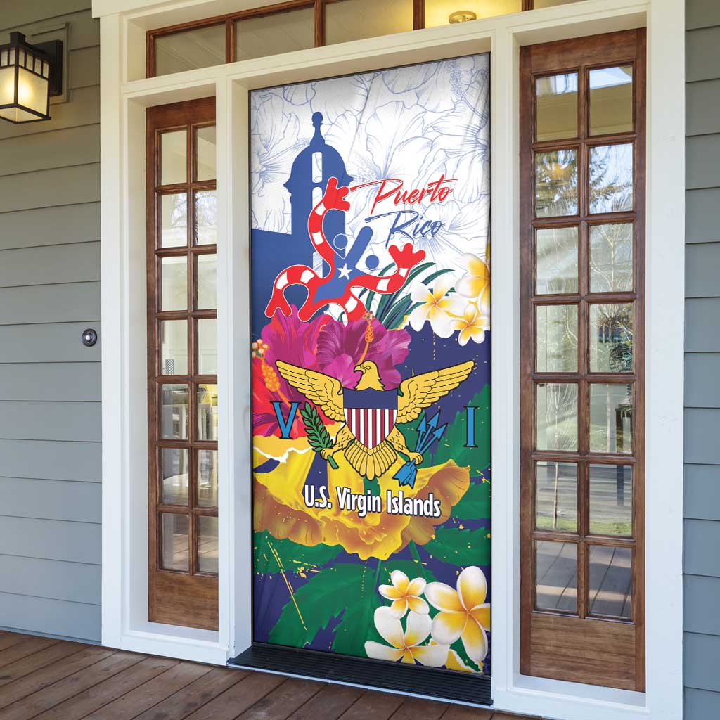 US Virgin Islands - Puerto Rico Day Door Cover Boricua Coqui Yellow-colored Eagle - Wonder Print Shop