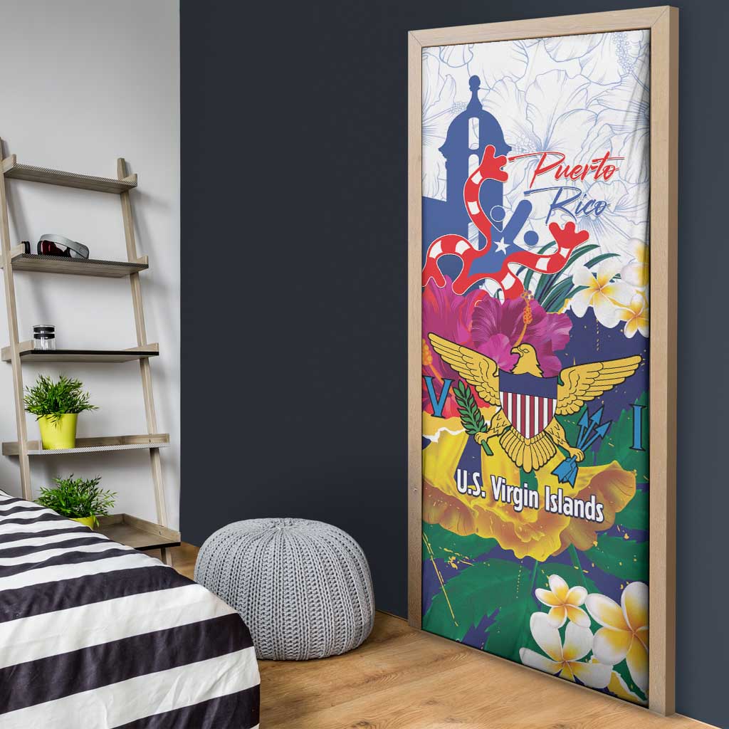 US Virgin Islands - Puerto Rico Day Door Cover Boricua Coqui Yellow-colored Eagle - Wonder Print Shop