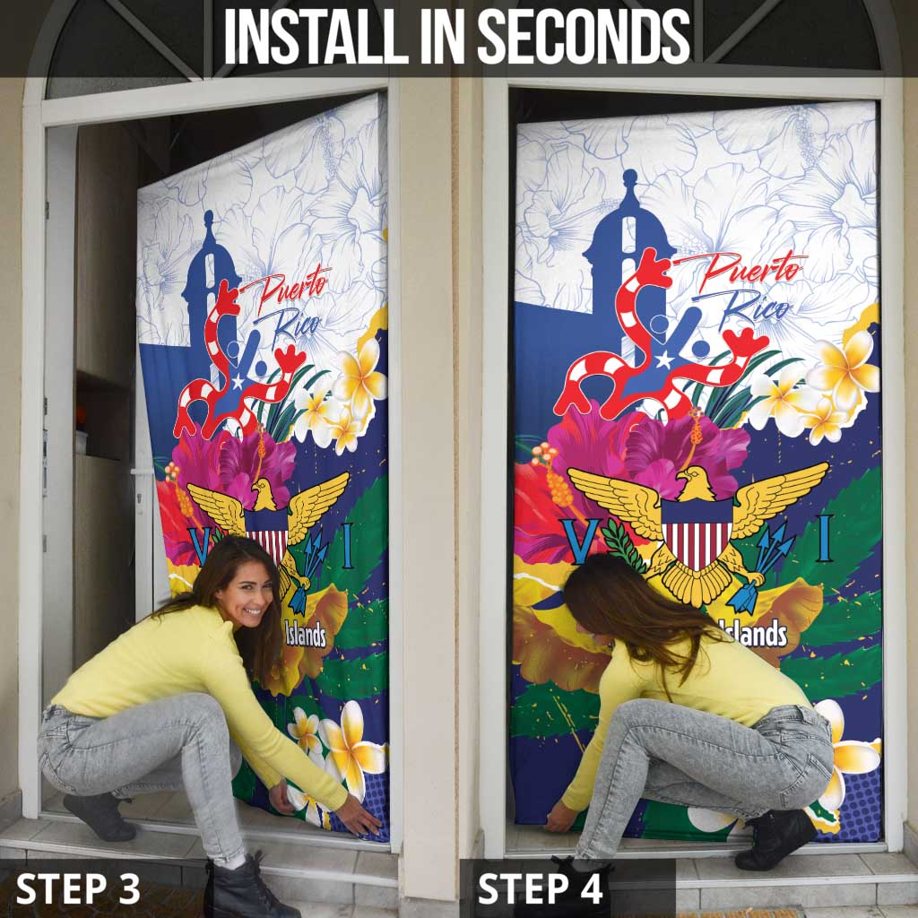 US Virgin Islands - Puerto Rico Day Door Cover Boricua Coqui Yellow-colored Eagle - Wonder Print Shop