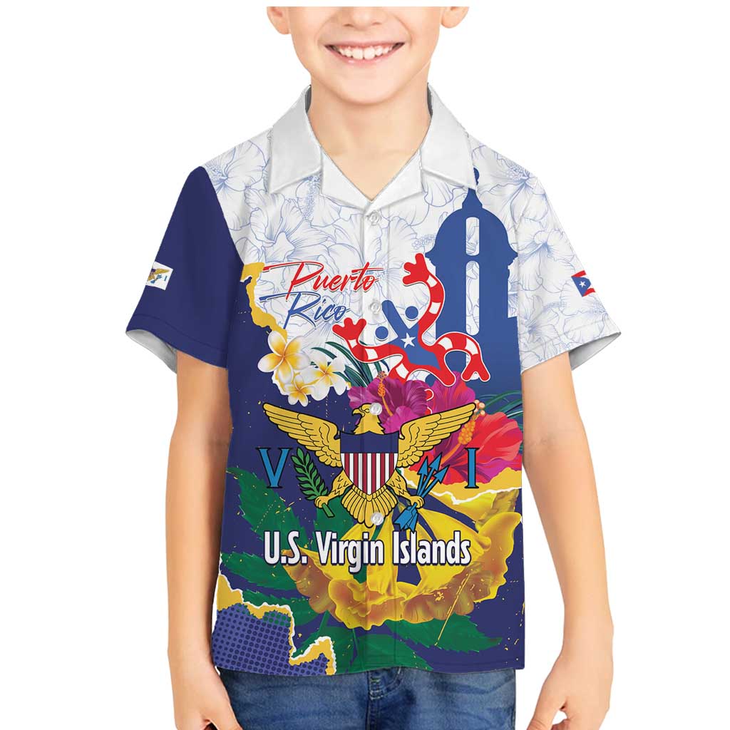 US Virgin Islands - Puerto Rico Day Family Matching Mermaid Dress and Hawaiian Shirt Boricua Coqui Yellow-colored Eagle - Wonder Print Shop
