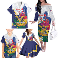 US Virgin Islands - Puerto Rico Day Family Matching Off The Shoulder Long Sleeve Dress and Hawaiian Shirt Boricua Coqui Yellow-colored Eagle - Wonder Print Shop
