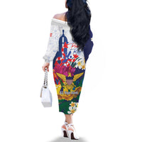 US Virgin Islands - Puerto Rico Day Family Matching Off The Shoulder Long Sleeve Dress and Hawaiian Shirt Boricua Coqui Yellow-colored Eagle - Wonder Print Shop