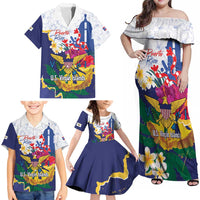 US Virgin Islands - Puerto Rico Day Family Matching Off Shoulder Maxi Dress and Hawaiian Shirt Boricua Coqui Yellow-colored Eagle - Wonder Print Shop