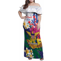 US Virgin Islands - Puerto Rico Day Family Matching Off Shoulder Maxi Dress and Hawaiian Shirt Boricua Coqui Yellow-colored Eagle - Wonder Print Shop