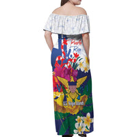 US Virgin Islands - Puerto Rico Day Family Matching Off Shoulder Maxi Dress and Hawaiian Shirt Boricua Coqui Yellow-colored Eagle - Wonder Print Shop