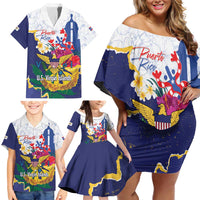 US Virgin Islands - Puerto Rico Day Family Matching Off Shoulder Short Dress and Hawaiian Shirt Boricua Coqui Yellow-colored Eagle - Wonder Print Shop