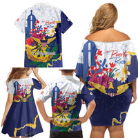 US Virgin Islands - Puerto Rico Day Family Matching Off Shoulder Short Dress and Hawaiian Shirt Boricua Coqui Yellow-colored Eagle - Wonder Print Shop