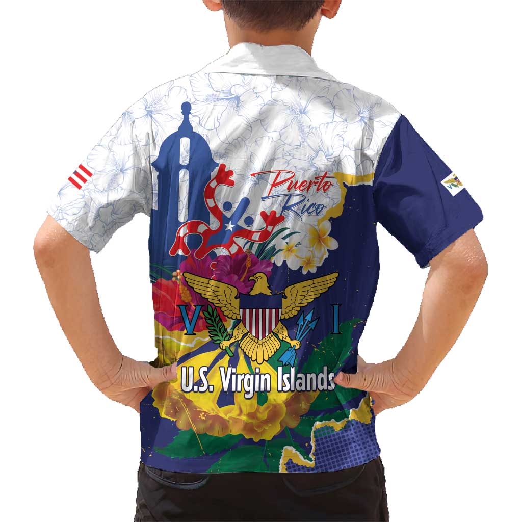 US Virgin Islands - Puerto Rico Day Family Matching Puletasi and Hawaiian Shirt Boricua Coqui Yellow-colored Eagle - Wonder Print Shop