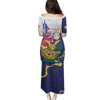 US Virgin Islands - Puerto Rico Day Family Matching Puletasi and Hawaiian Shirt Boricua Coqui Yellow-colored Eagle - Wonder Print Shop