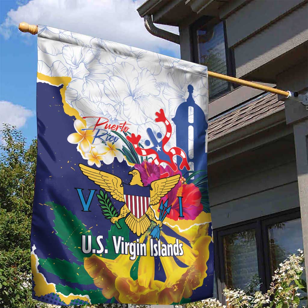 US Virgin Islands - Puerto Rico Day Garden Flag Boricua Coqui Yellow-colored Eagle - Wonder Print Shop
