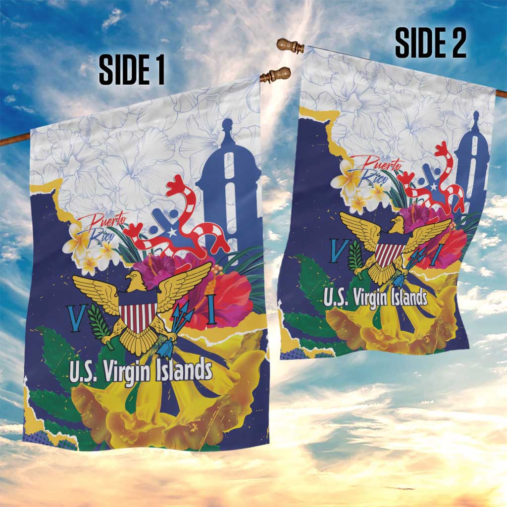 US Virgin Islands - Puerto Rico Day Garden Flag Boricua Coqui Yellow-colored Eagle - Wonder Print Shop