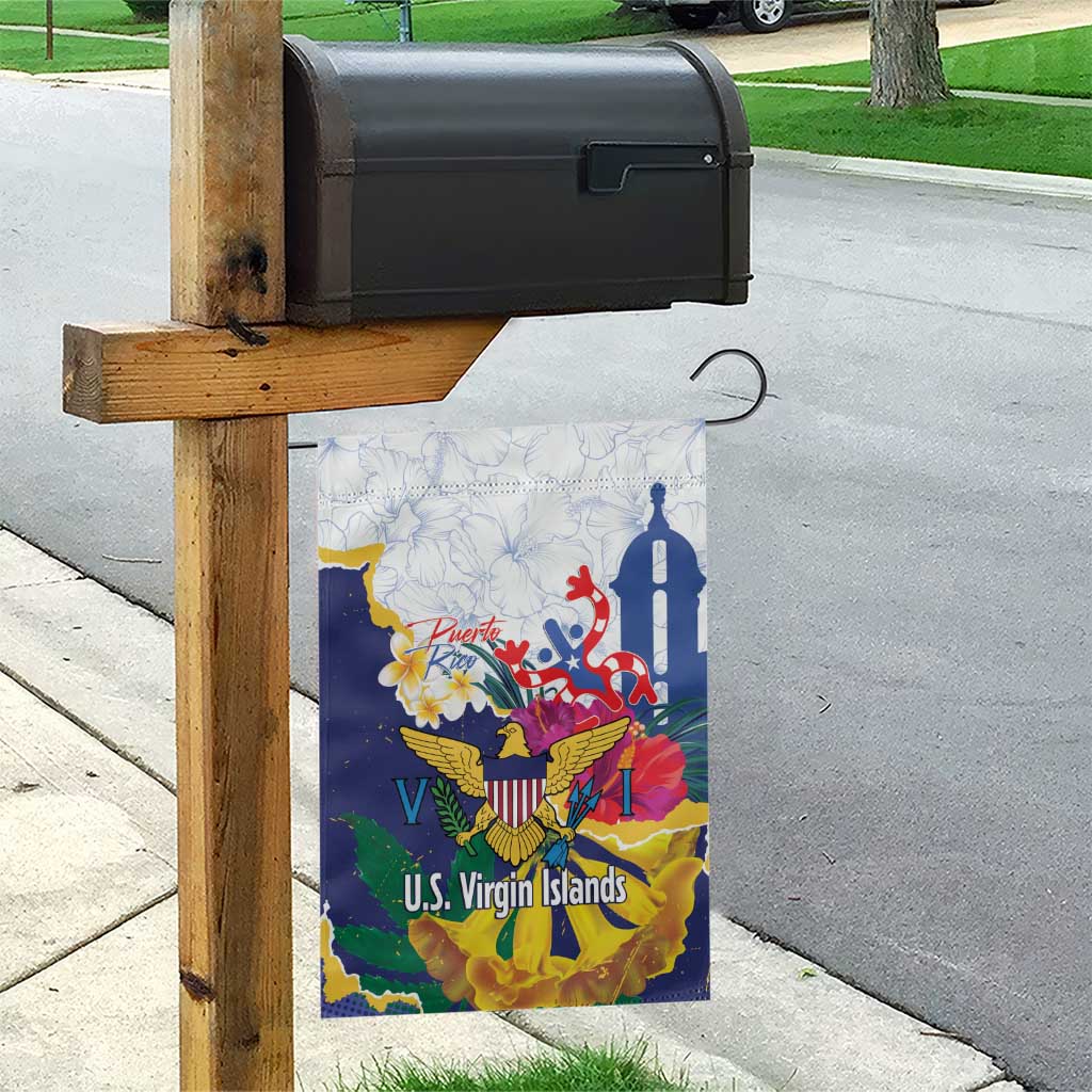 US Virgin Islands - Puerto Rico Day Garden Flag Boricua Coqui Yellow-colored Eagle - Wonder Print Shop