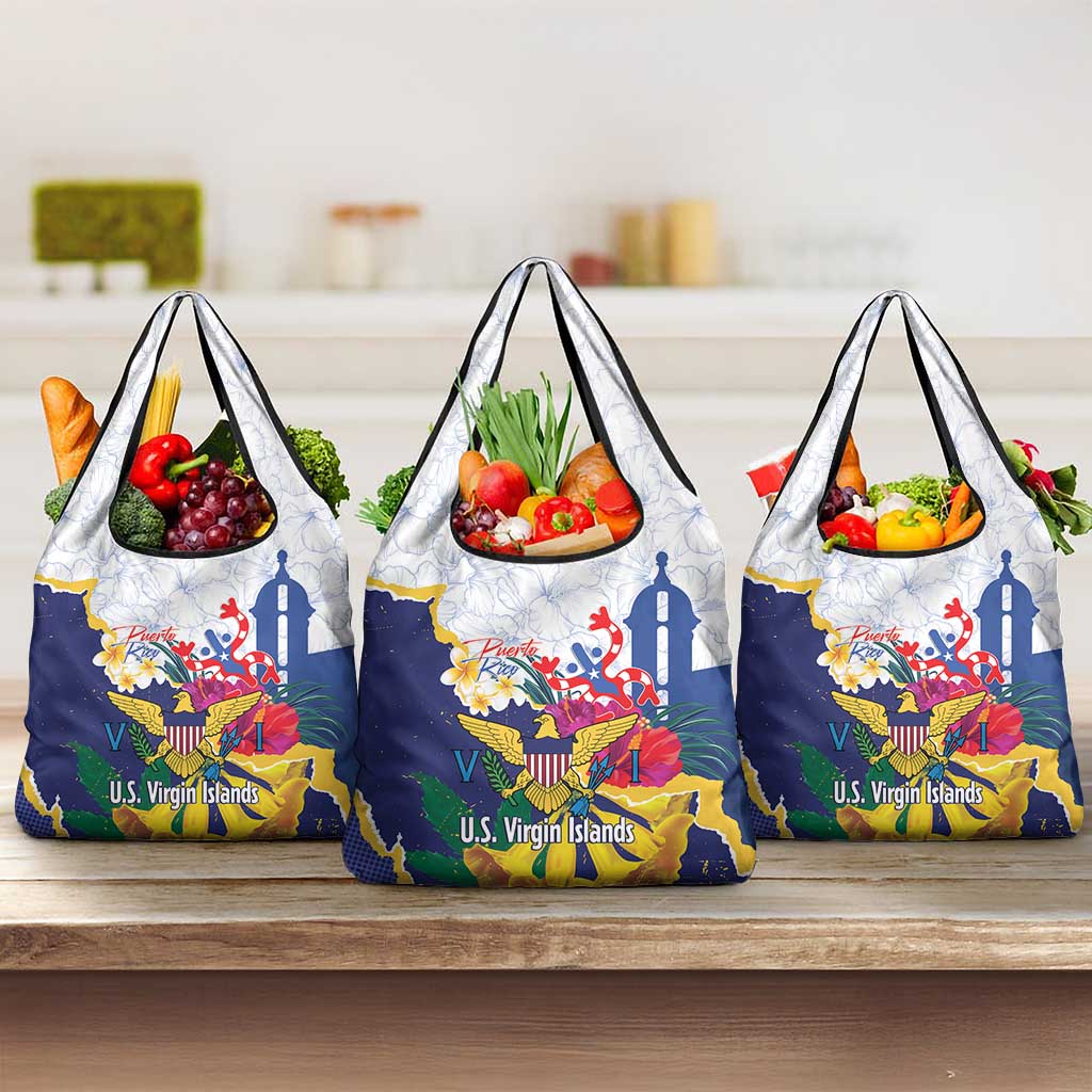 US Virgin Islands - Puerto Rico Day Grocery Bag Boricua Coqui Yellow-colored Eagle - Wonder Print Shop