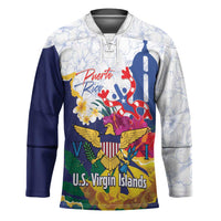 US Virgin Islands - Puerto Rico Day Hockey Jersey Boricua Coqui Yellow-colored Eagle - Wonder Print Shop