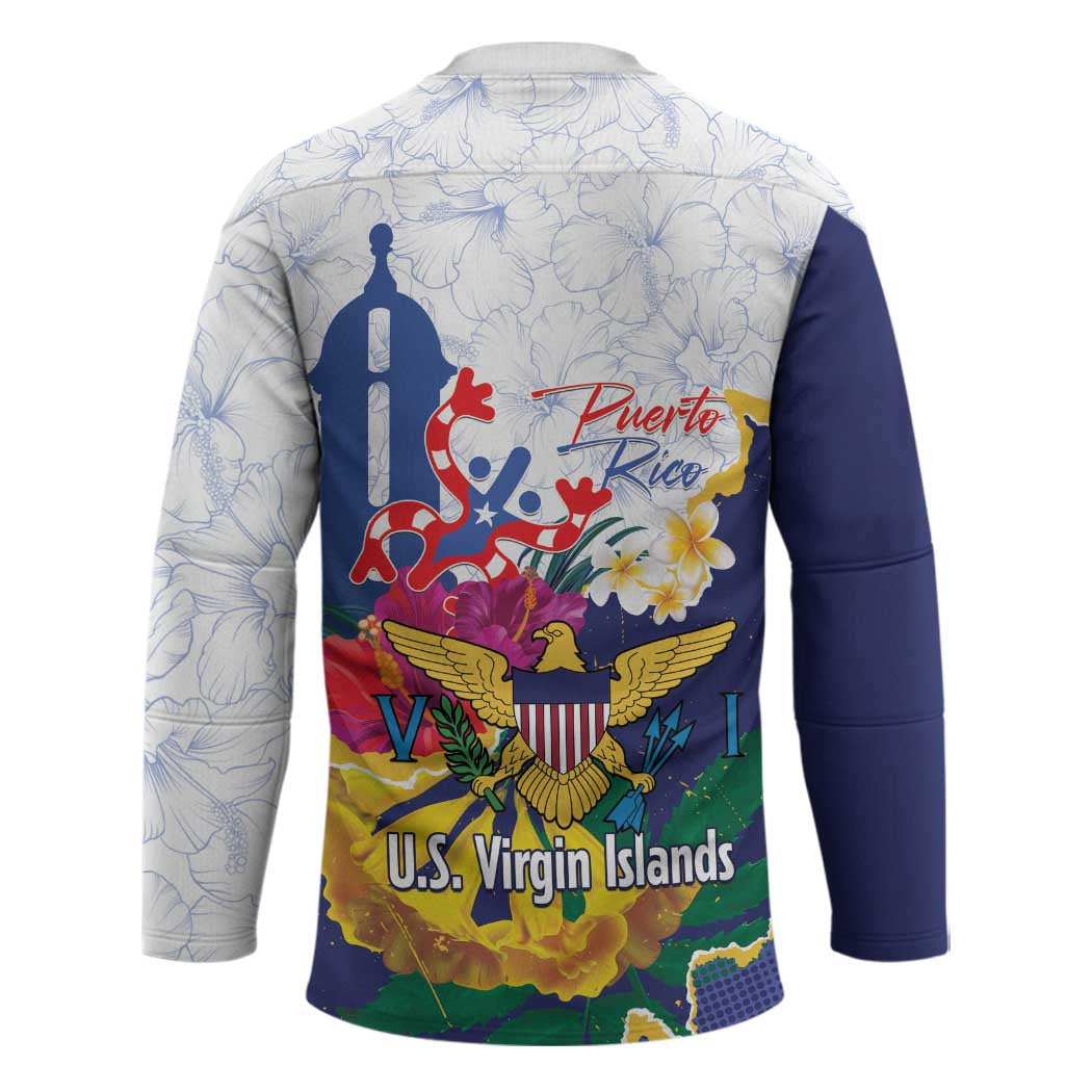 US Virgin Islands - Puerto Rico Day Hockey Jersey Boricua Coqui Yellow-colored Eagle - Wonder Print Shop