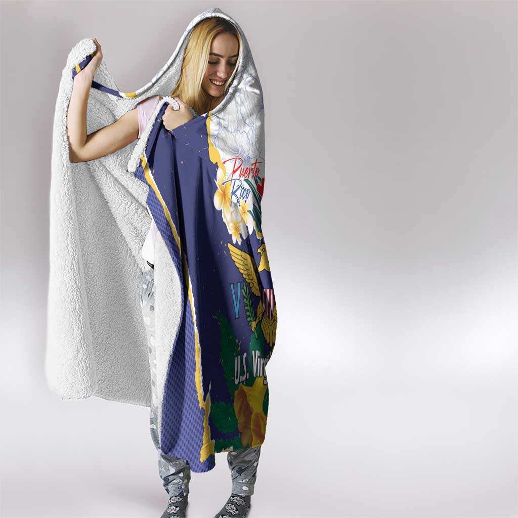 US Virgin Islands - Puerto Rico Day Hooded Blanket Boricua Coqui Yellow-colored Eagle - Wonder Print Shop