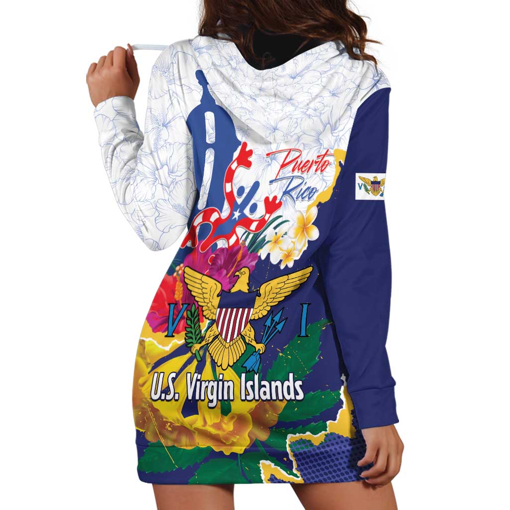 US Virgin Islands - Puerto Rico Day Hoodie Dress Boricua Coqui Yellow-colored Eagle - Wonder Print Shop