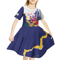 US Virgin Islands - Puerto Rico Day Kid Short Sleeve Dress Boricua Coqui Yellow-colored Eagle - Wonder Print Shop