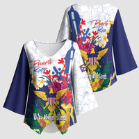 US Virgin Islands - Puerto Rico Day Kimono Sleeve Blouse Boricua Coqui Yellow-colored Eagle - Wonder Print Shop