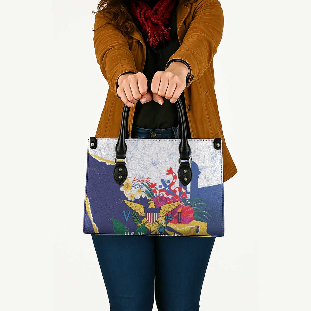US Virgin Islands - Puerto Rico Day Leather Bag Boricua Coqui Yellow-colored Eagle - Wonder Print Shop