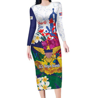 US Virgin Islands - Puerto Rico Day Long Sleeve Bodycon Dress Boricua Coqui Yellow-colored Eagle - Wonder Print Shop