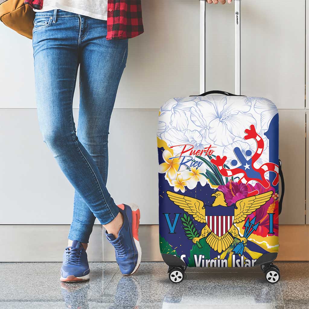 US Virgin Islands - Puerto Rico Day Luggage Cover Boricua Coqui Yellow-colored Eagle - Wonder Print Shop