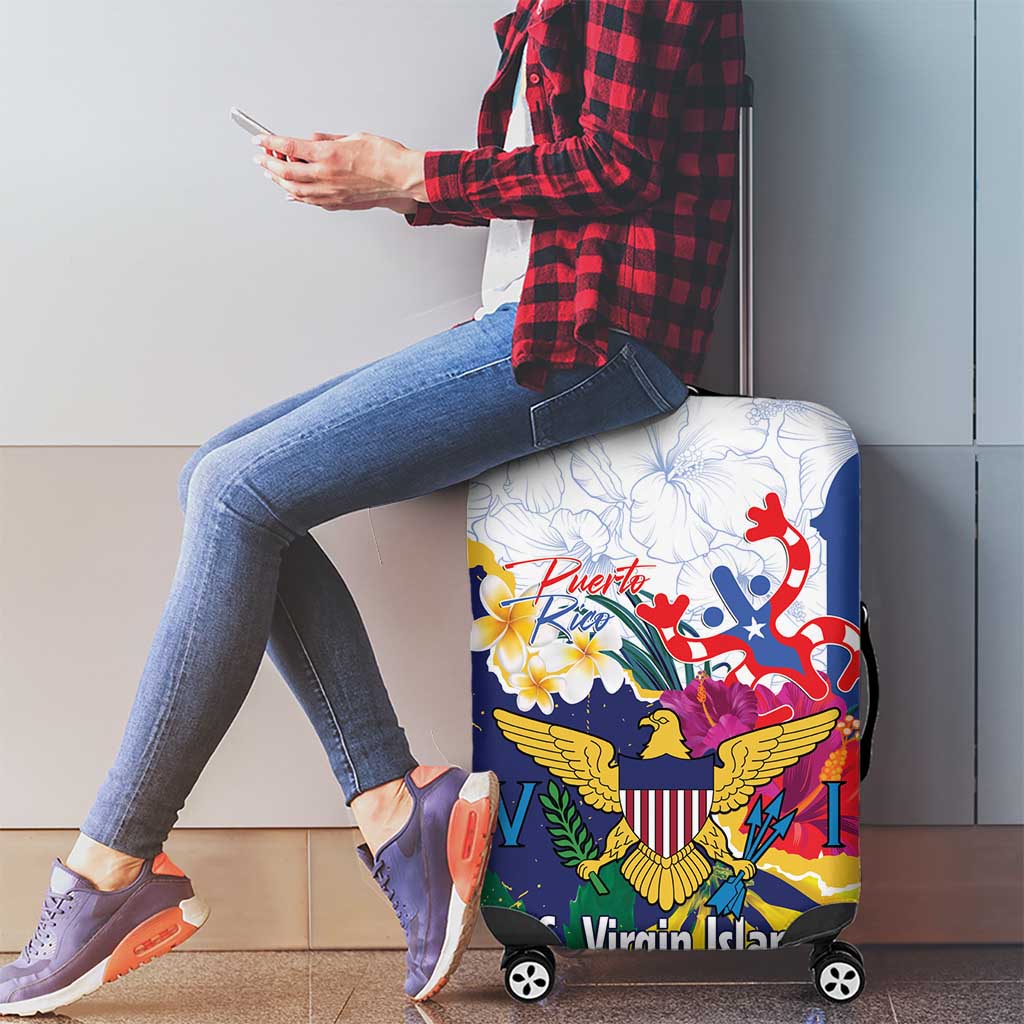 US Virgin Islands - Puerto Rico Day Luggage Cover Boricua Coqui Yellow-colored Eagle - Wonder Print Shop