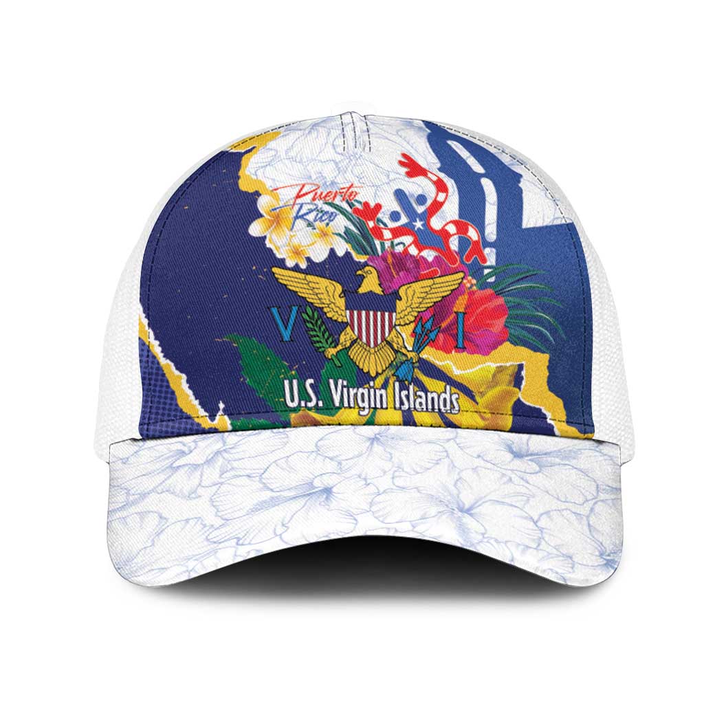 US Virgin Islands - Puerto Rico Day Mesh Trucker Cap Boricua Coqui Yellow-colored Eagle - Wonder Print Shop