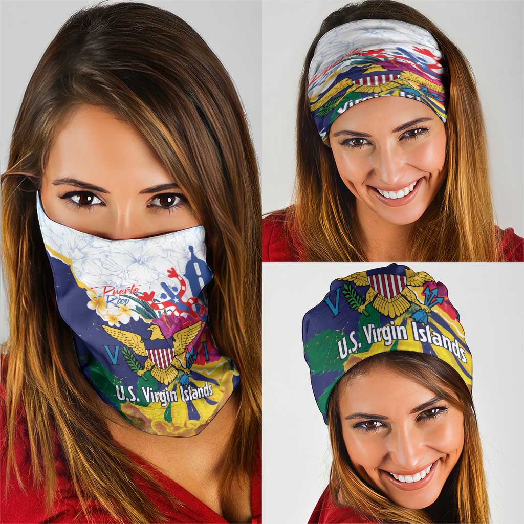US Virgin Islands - Puerto Rico Day Neck Gaiter Boricua Coqui Yellow-colored Eagle - Wonder Print Shop