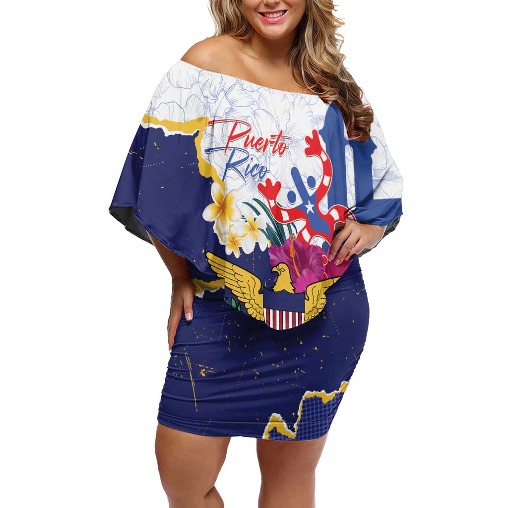 US Virgin Islands - Puerto Rico Day Off Shoulder Short Dress Boricua Coqui Yellow-colored Eagle - Wonder Print Shop