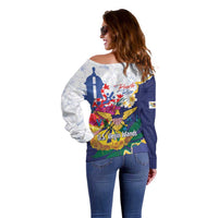 US Virgin Islands - Puerto Rico Day Off Shoulder Sweater Boricua Coqui Yellow-colored Eagle - Wonder Print Shop