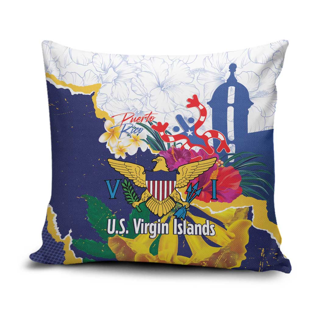 US Virgin Islands - Puerto Rico Day Pillow Cover Boricua Coqui Yellow-colored Eagle - Wonder Print Shop